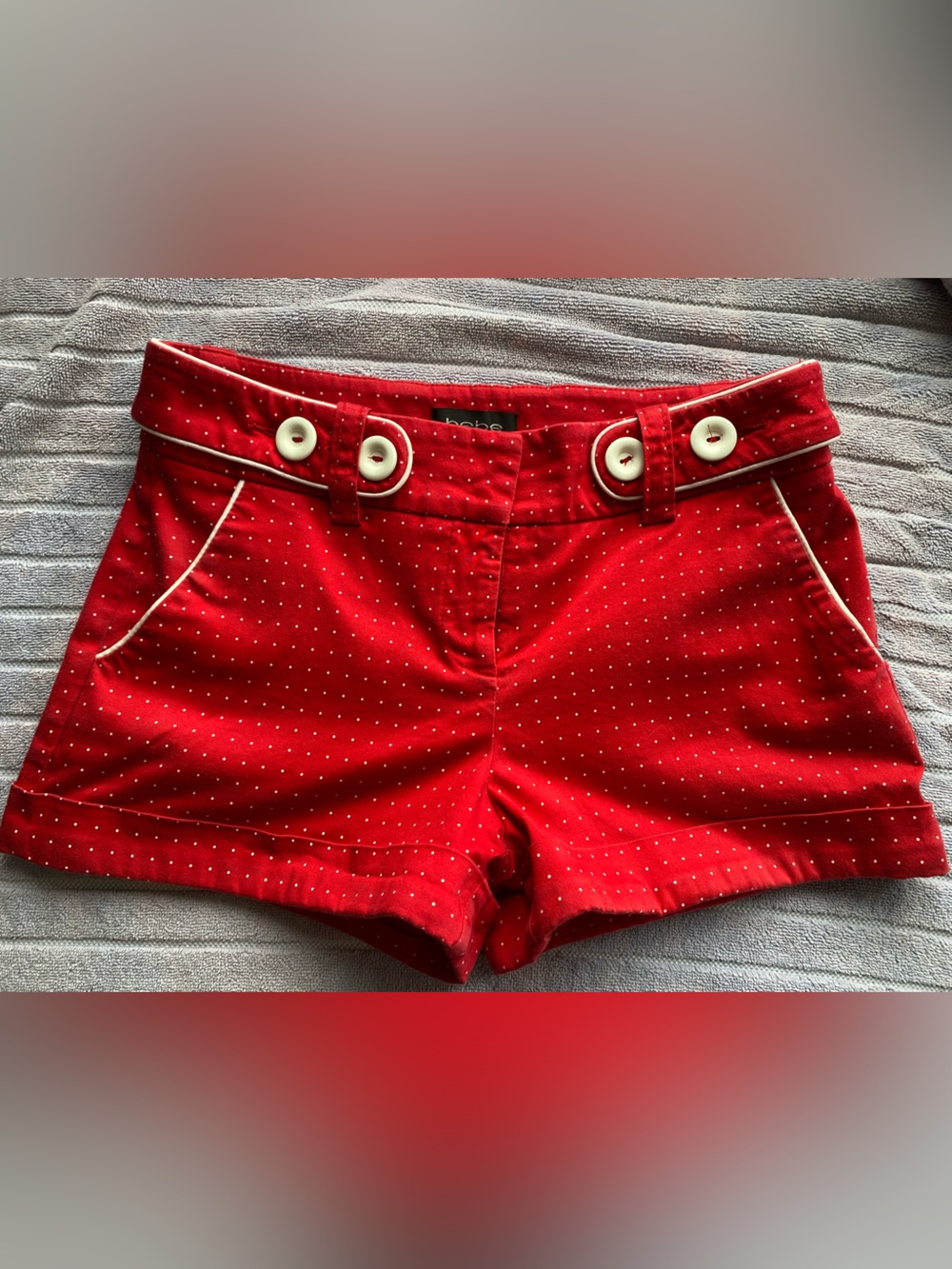 VTG Y2K Bebe Red Polka Dot Sailor Shorts USA Lowrise size 2